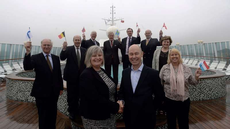 FLAGS FLY AT THE PORT OF TYNE FOR FRED. OLSEN CRUISE LINES