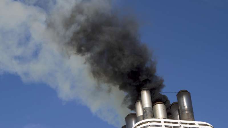 Ships funnel emitting black smoke