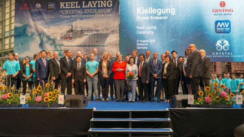 Crystal Endeavor, keel laying, new ship, cruise, cruising, Crystal Yacht Expedition Cruises, Crystal Cruises