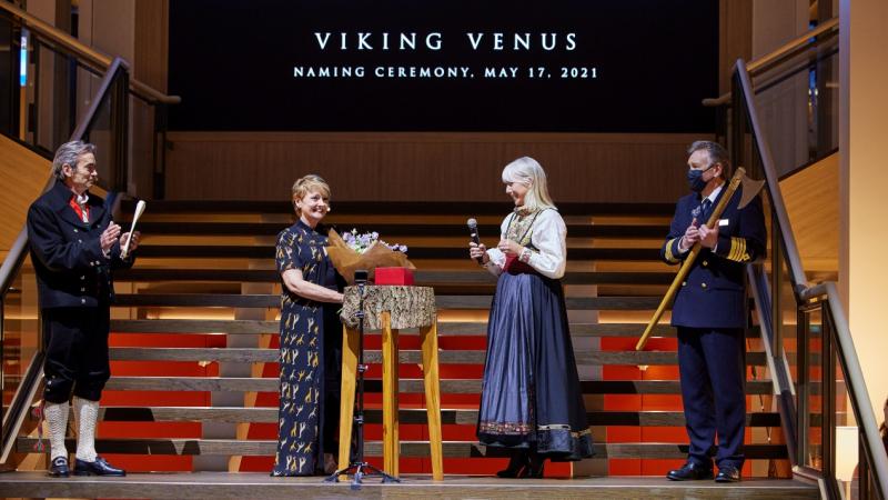 Viking Venus naming ceremony with godmother Anne Diamond